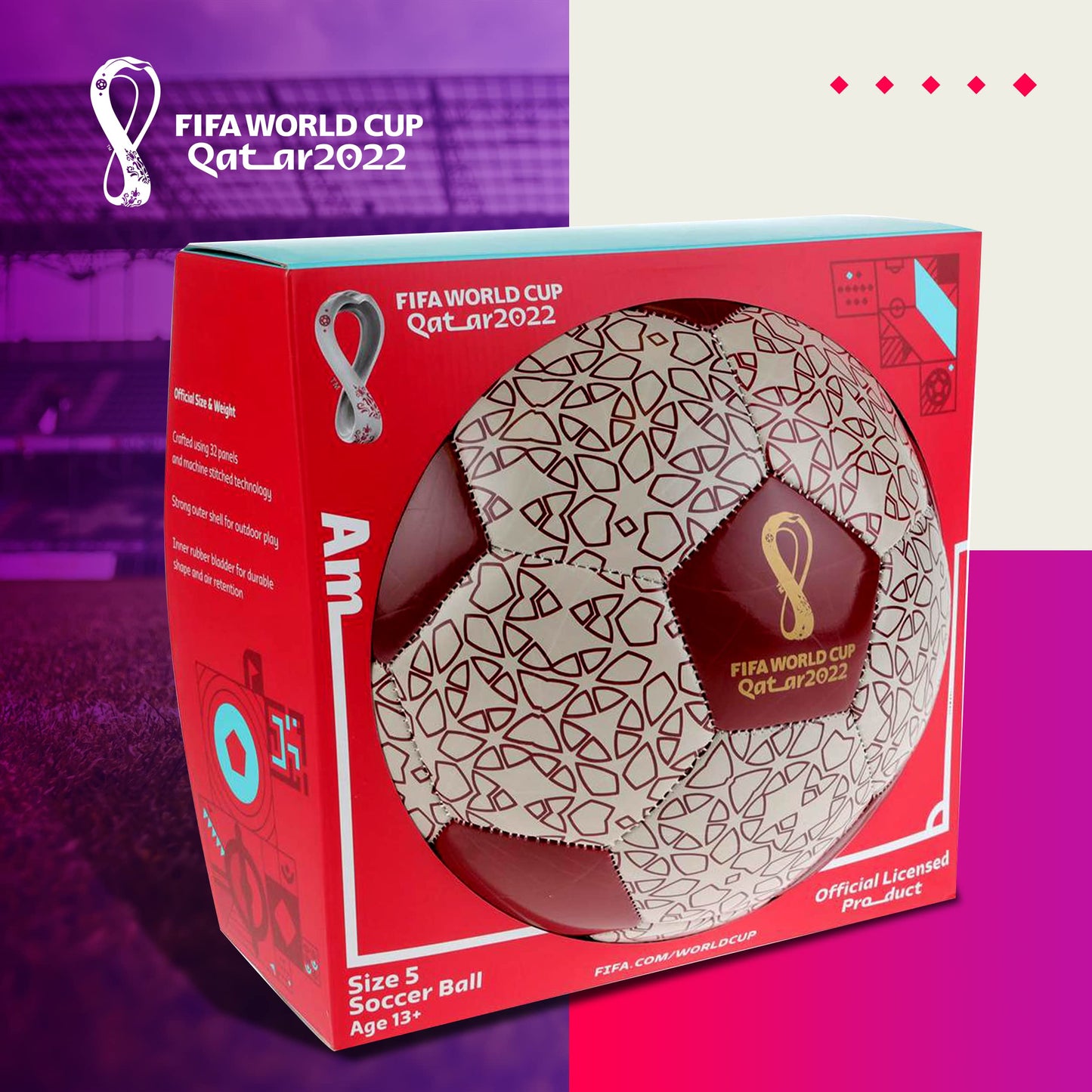 FIFA World Cup Qatar 2022 Tournament Soccer Ball Souvenir Display