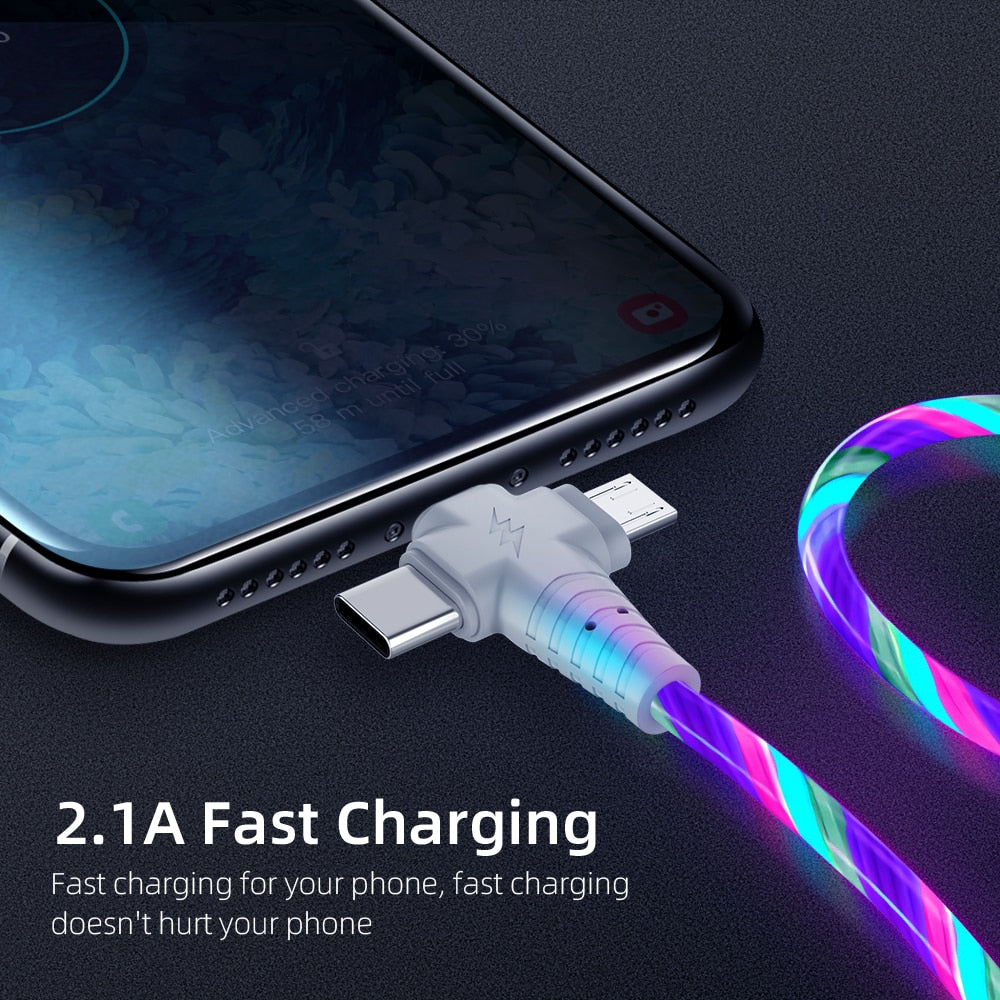 3-in-1 USB Cable Flowing Light