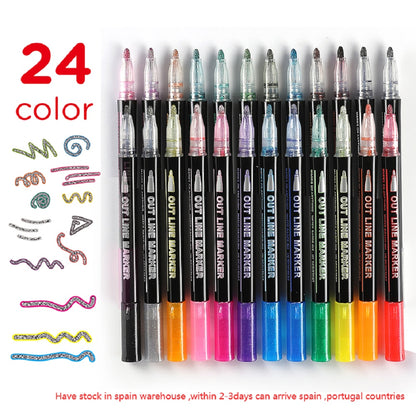 12-color Outline Metallic Markers