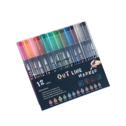 12-color Outline Metallic Markers