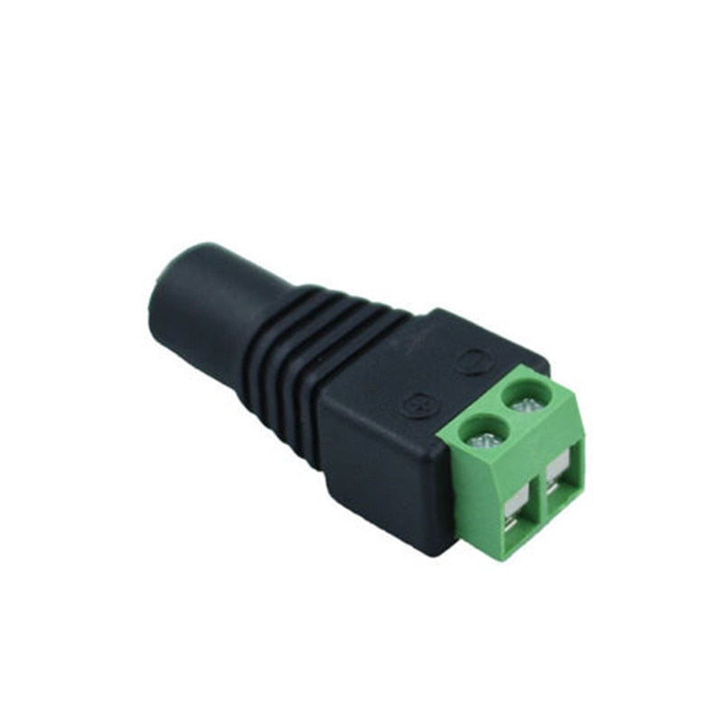 5.5mm x 2.1mm Female Male DC Power Plug Adapter for 5050 3528 5060 Single Color LED Strip and CCTV Cameras