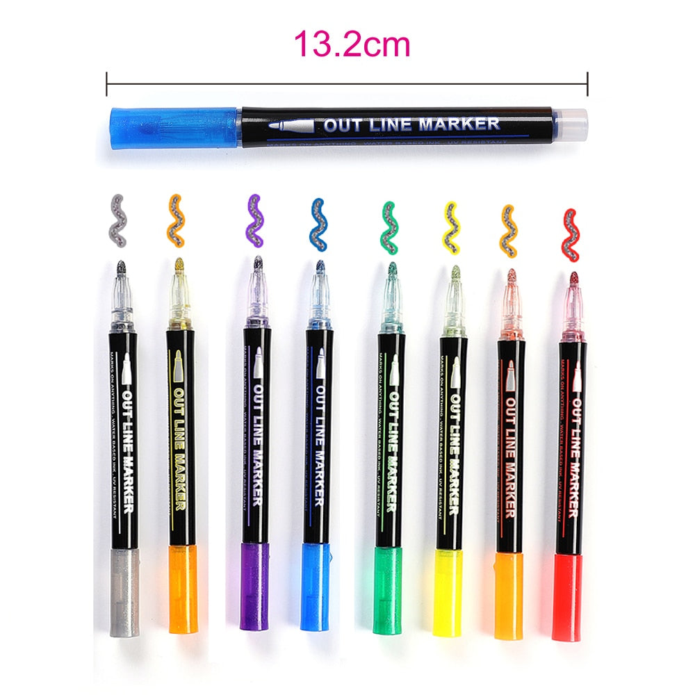 12-color Outline Metallic Markers