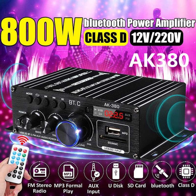 personal 800w Power Amplifier 2 Channel Bluetooth 5.0