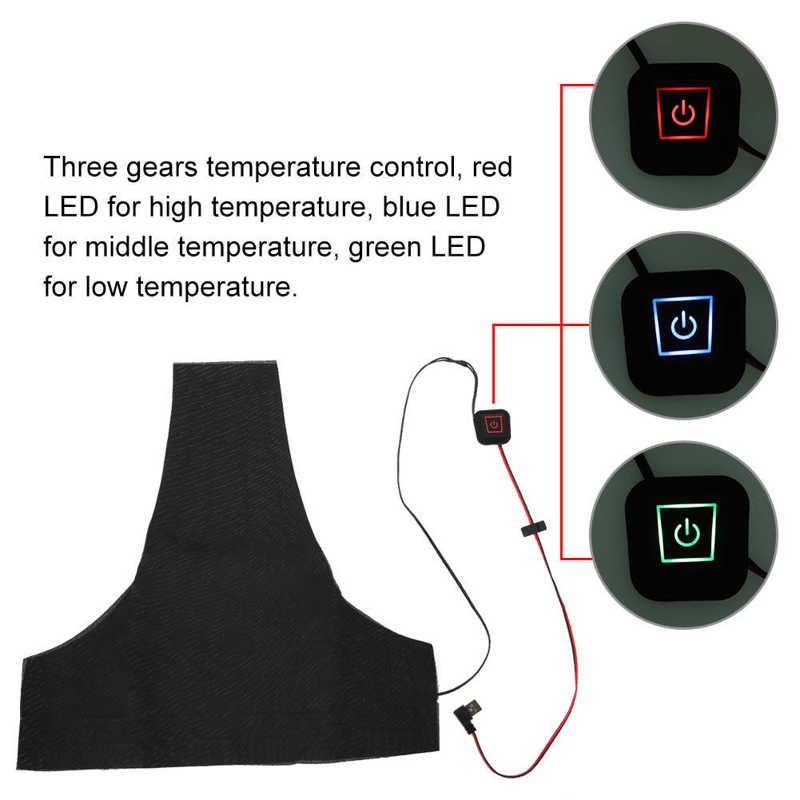 Washable Electric Heating Vest Pad 3 Gear Adjustable Temperature Heating Pad Winter Heating Cloth USB Warm Back Pad