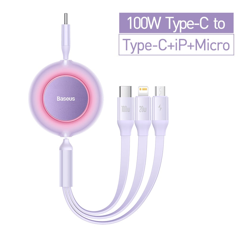 3-in-1 USB C Retractable Cable