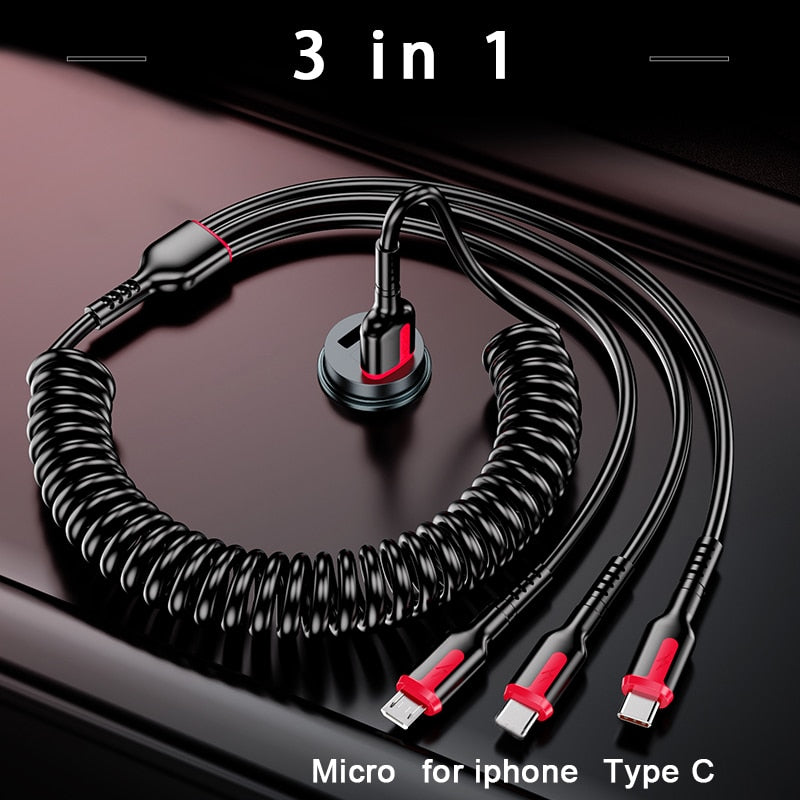 3A Micro USB Spring Car Cable