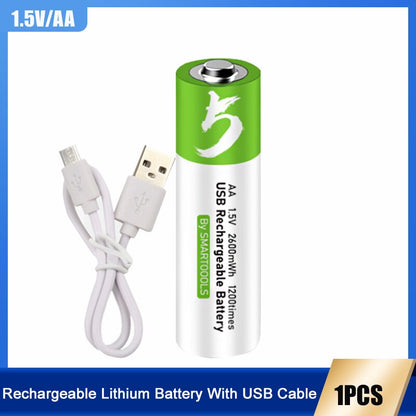 2600mWh 1.5V AA USB Rechargeable Li-ion Battery