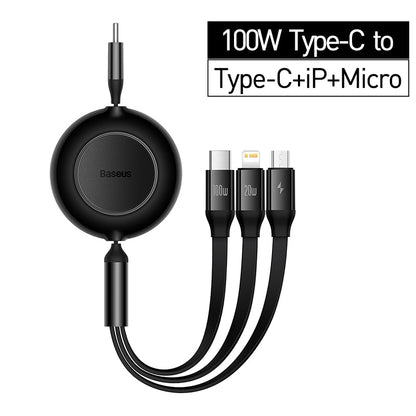 3-in-1 USB C Retractable Cable