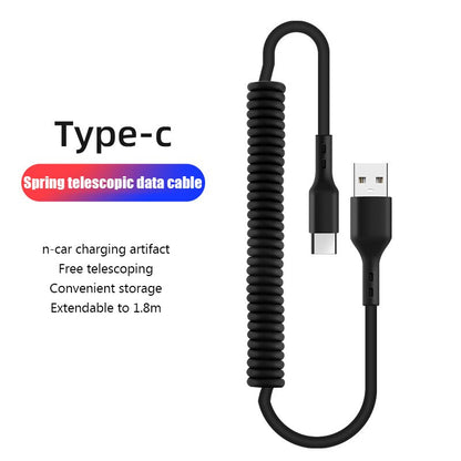 Coiled Cable Type C Charging