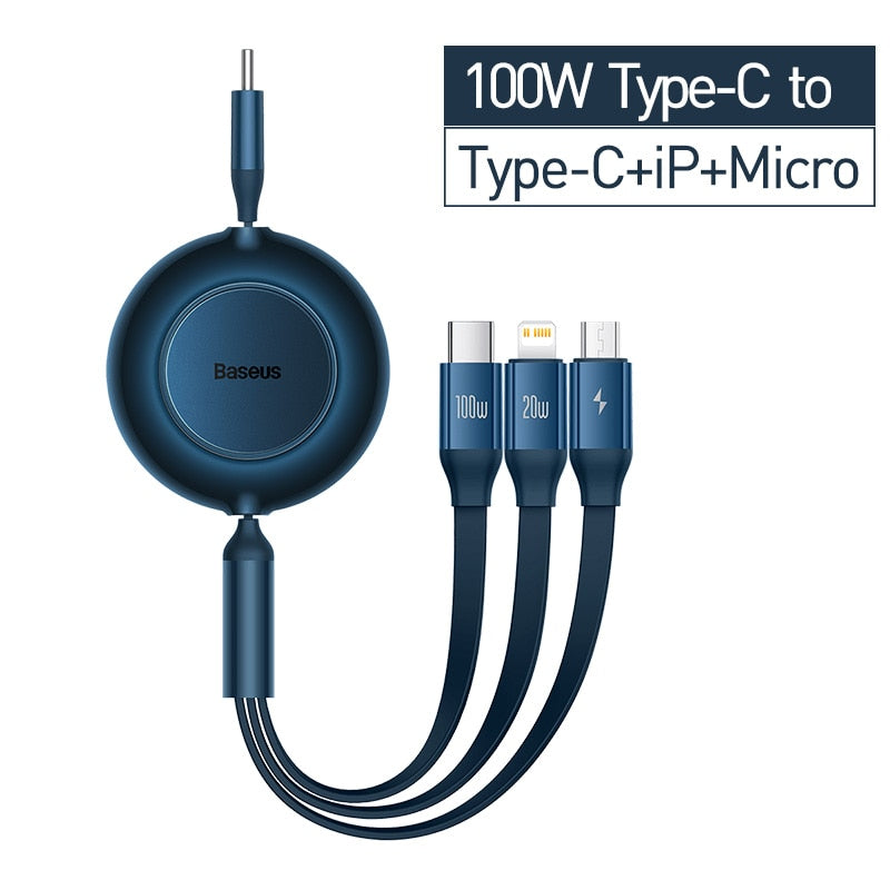 3-in-1 USB C Retractable Cable