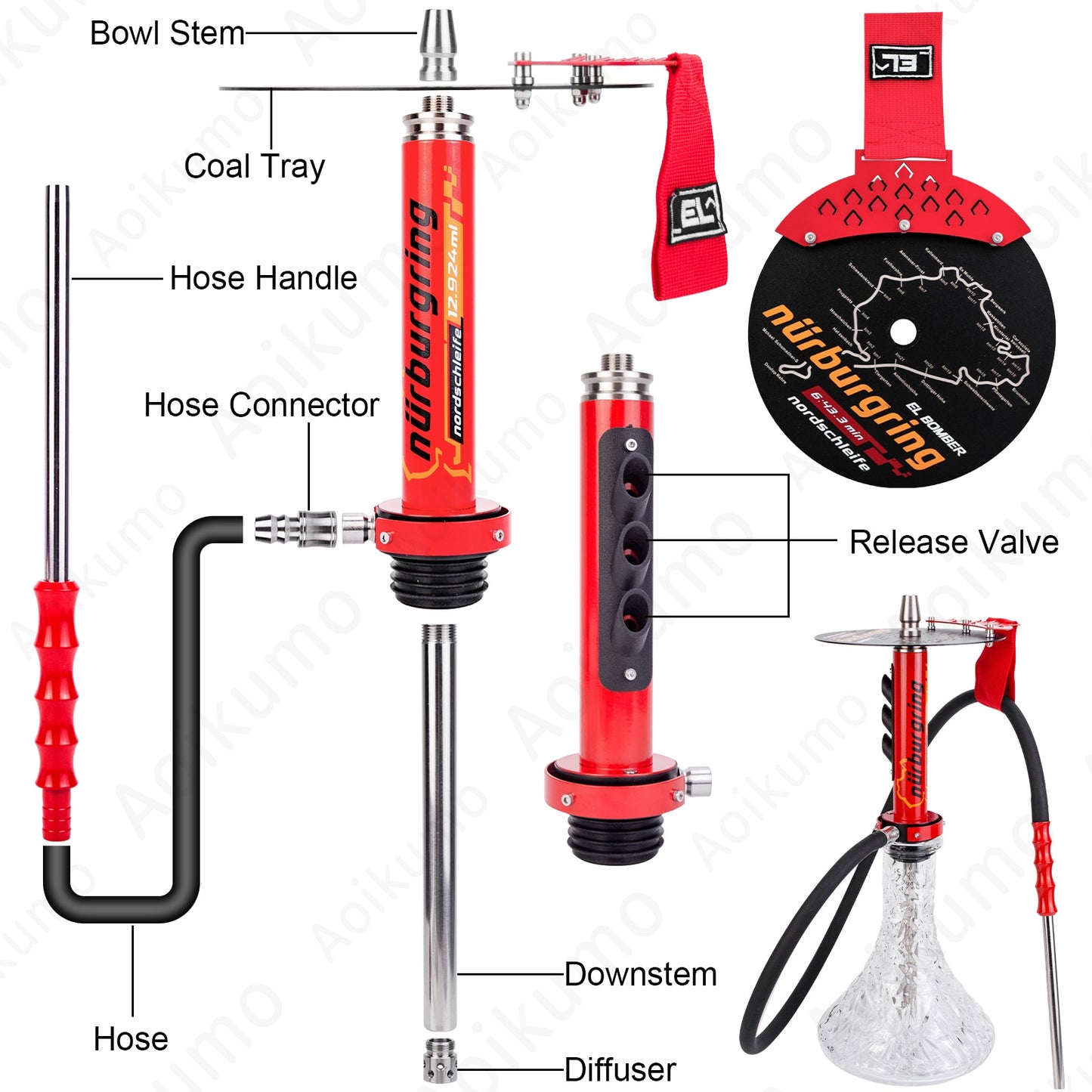 hookah set with 3 outlets