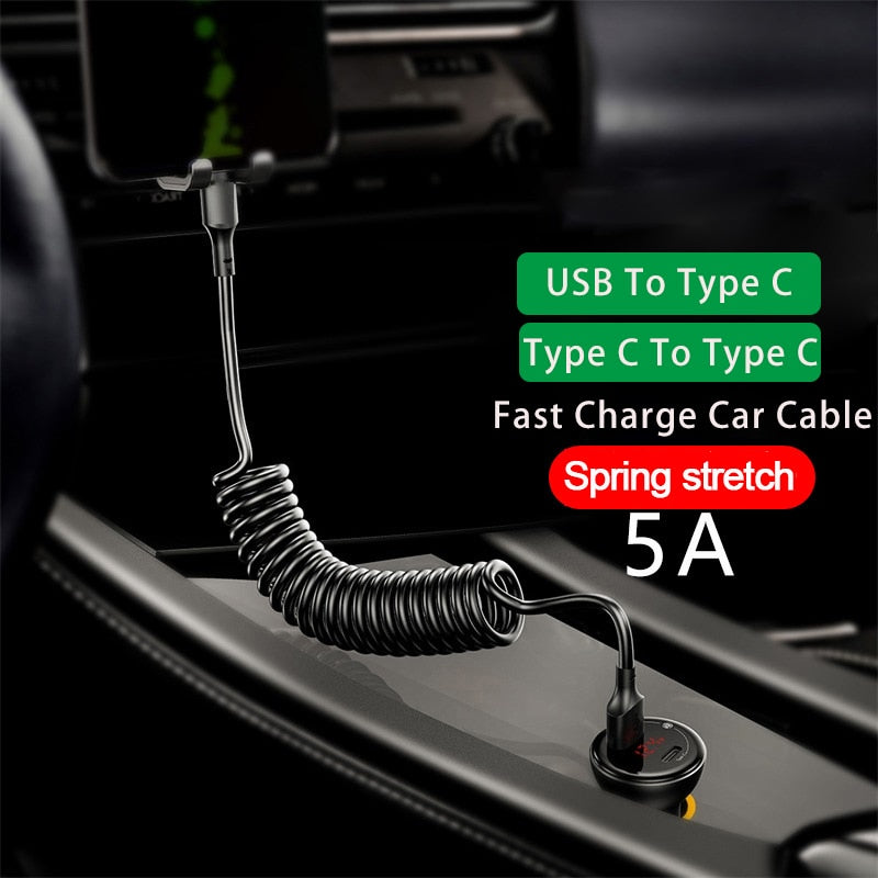 3A Micro USB Spring Car Cable