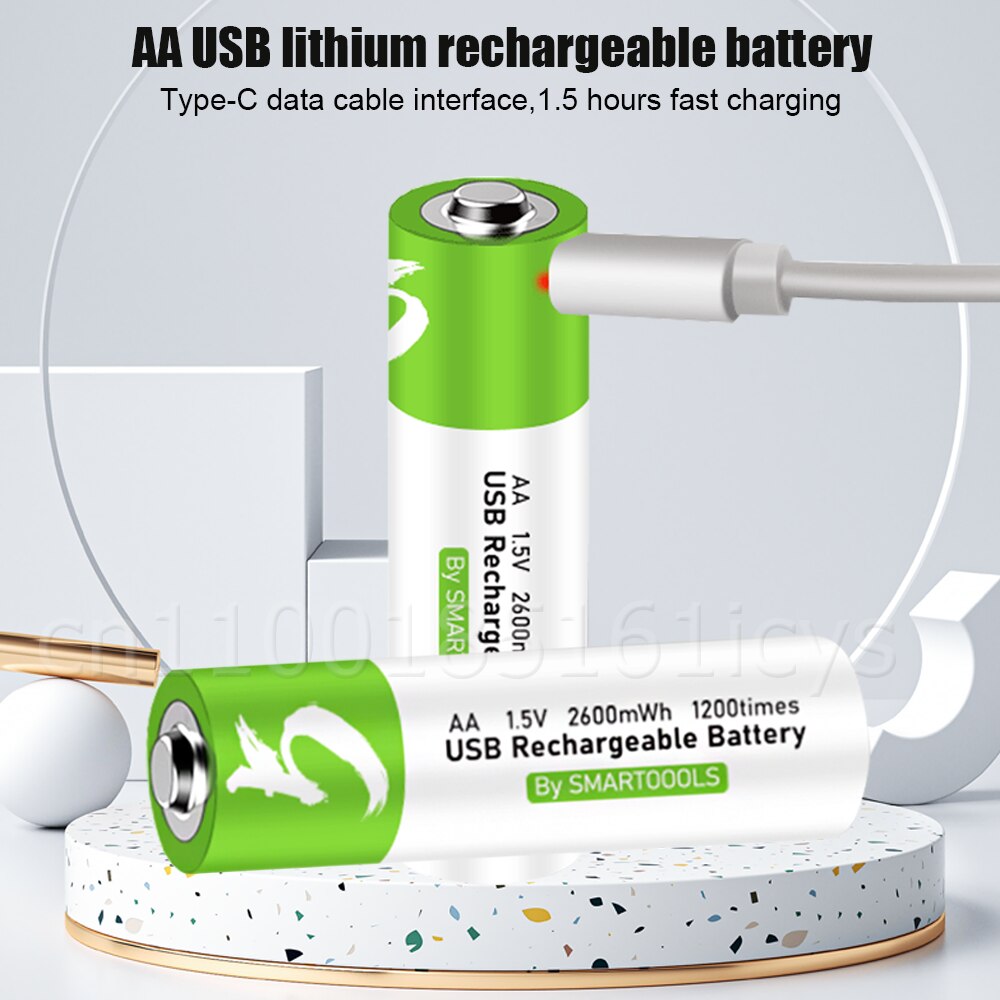 2600mWh 1.5V AA USB Rechargeable Li-ion Battery