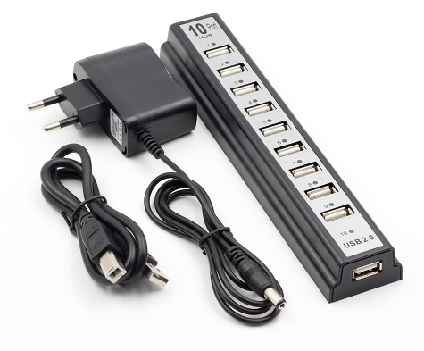 10 محاور USB 2.0 مع طاقة التيار المتردد