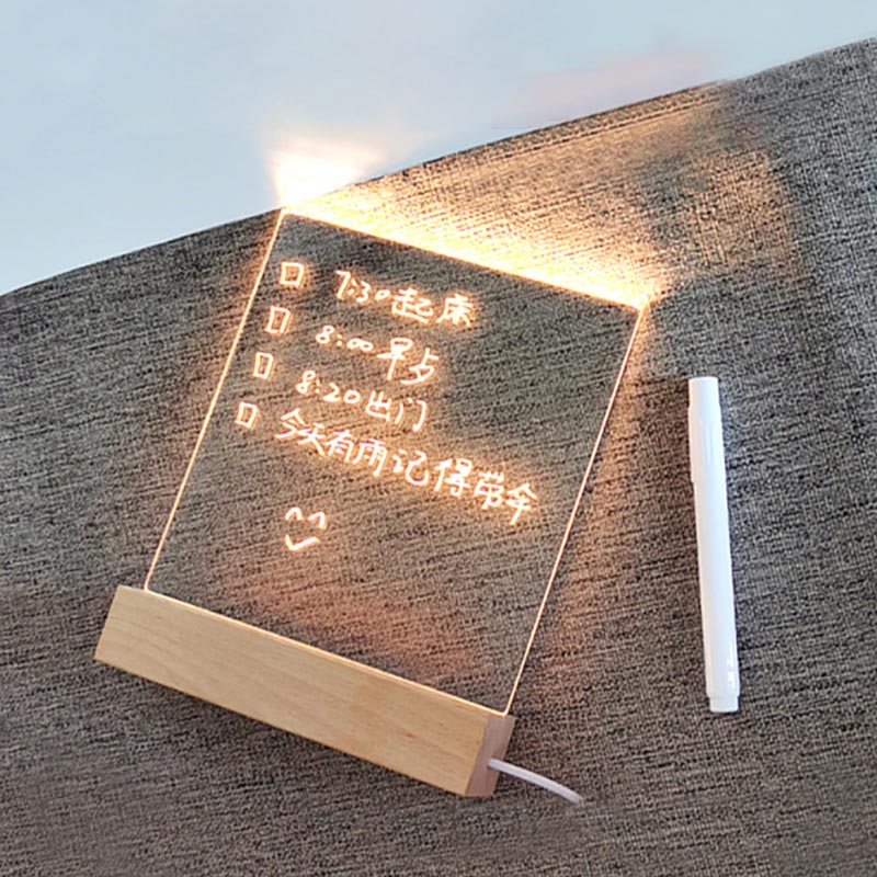 LED Note Board Light With Pen USB Message Board Night Light Creative Acrylic White Lamp For Bedroom Children Girls Friend Gifts