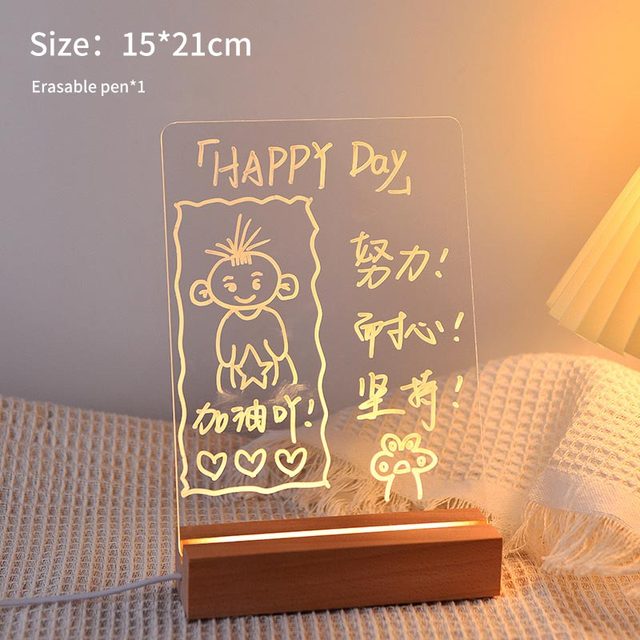 LED Note Board Light With Pen USB Message Board Night Light Creative Acrylic White Lamp For Bedroom Children Girls Friend Gifts