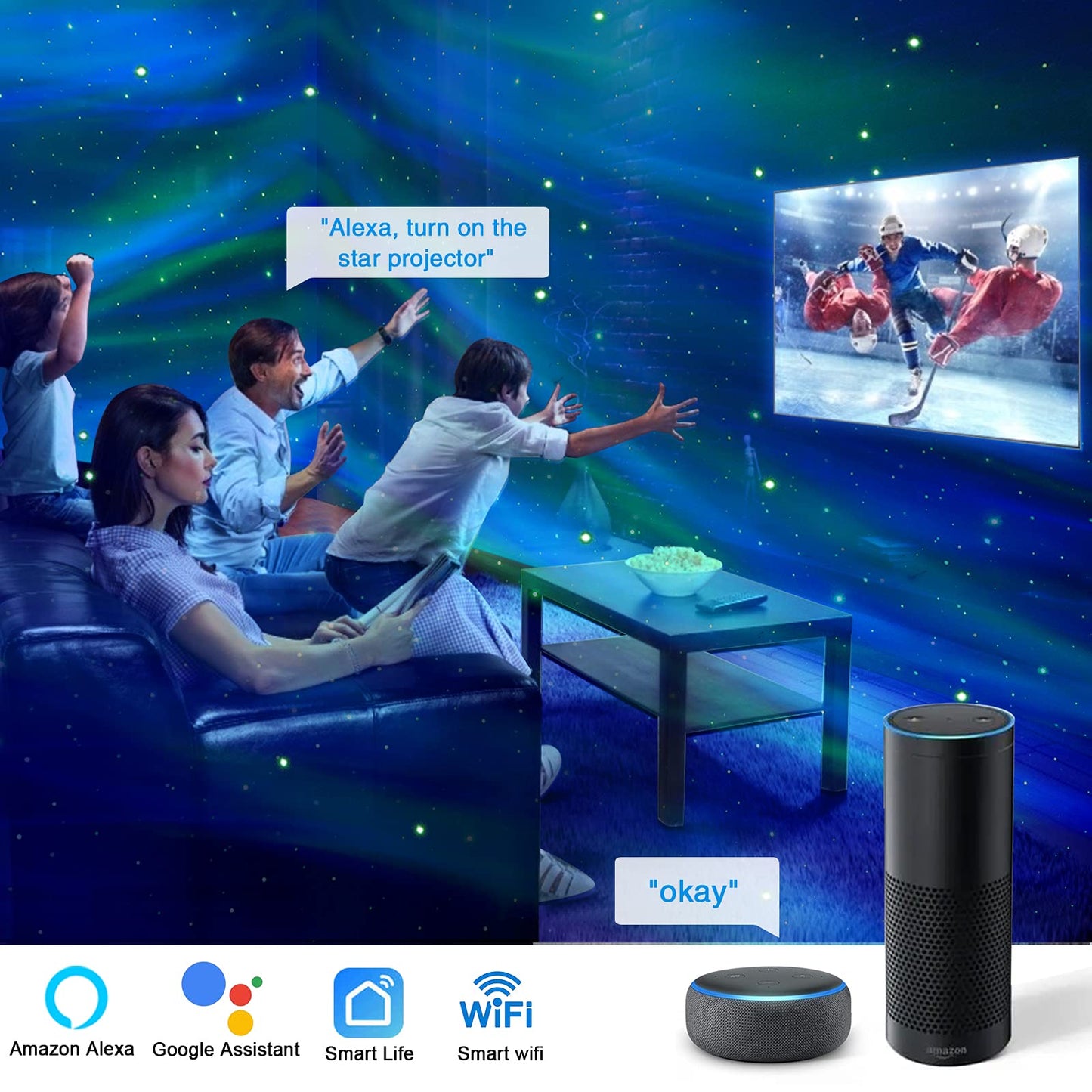 Smart Night Light Aurora Galaxy Projector