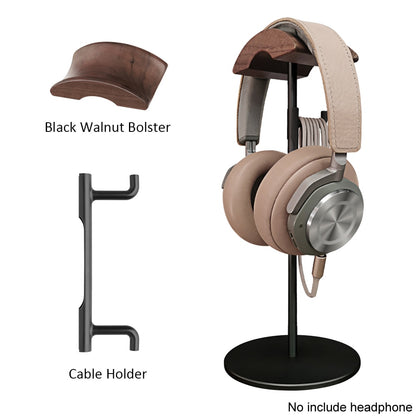 Black Walnut Wood & Aluminum Headphone Stand