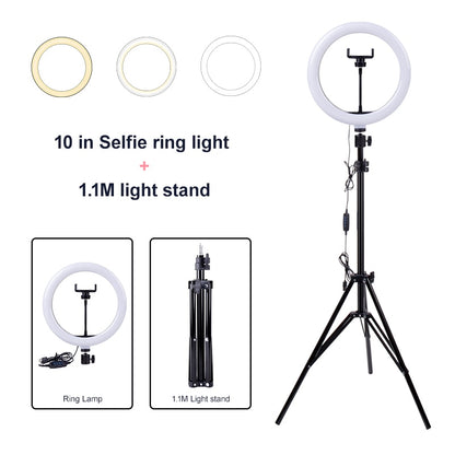 Video Lamp 10 LED Ring Light with stand