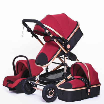 High Landscape Baby Stroller 3 in 1 With Car Seat Pink Stroller Luxury Travel Pram Car seat and Stroller Baby Carrier Pushchair