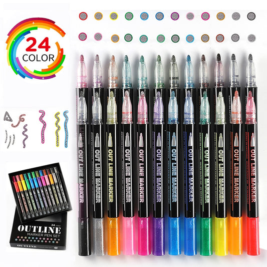 12-color Outline Metallic Markers