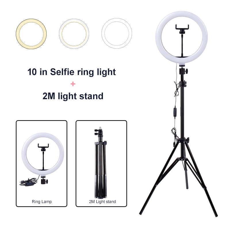 Video Lamp 10 LED Ring Light with stand