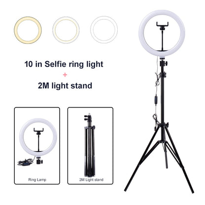 Video Lamp 10 LED Ring Light with stand