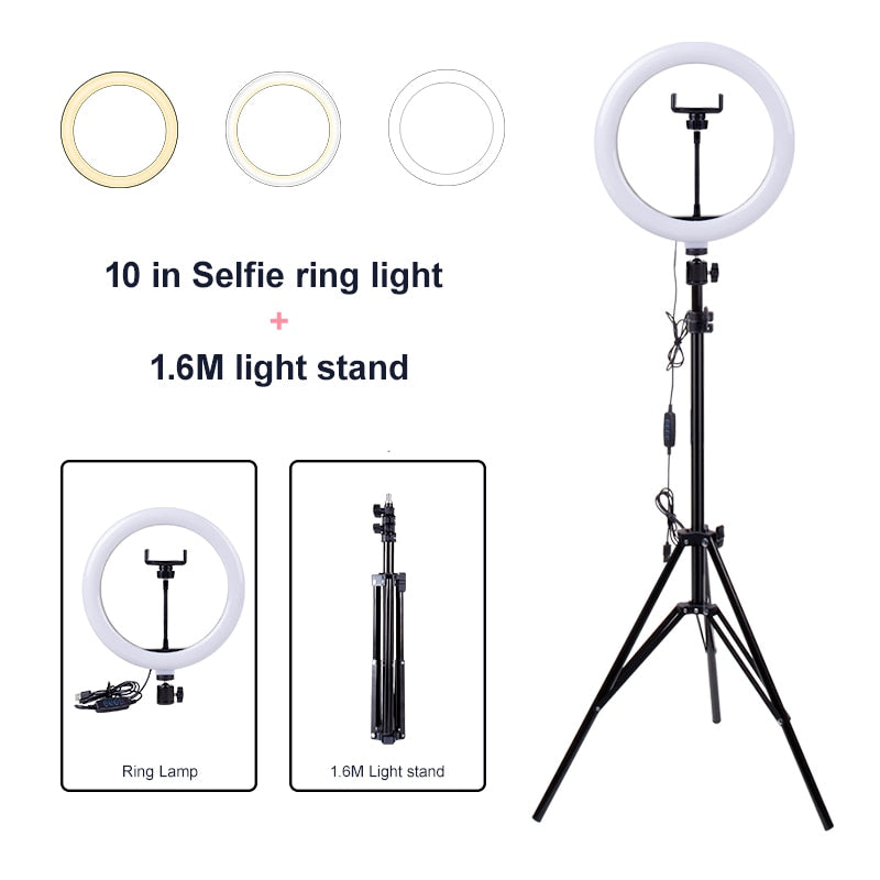 Video Lamp 10 LED Ring Light with stand