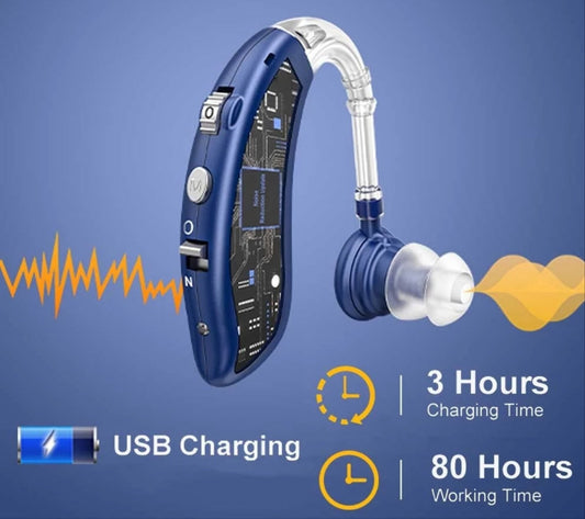 Mini aide auditive numérique Amplificateur de son rechargeable Personnes âgées Surdité Amplificateur audio BTE Prothèses auditives Haut-parleur réglable amplifié