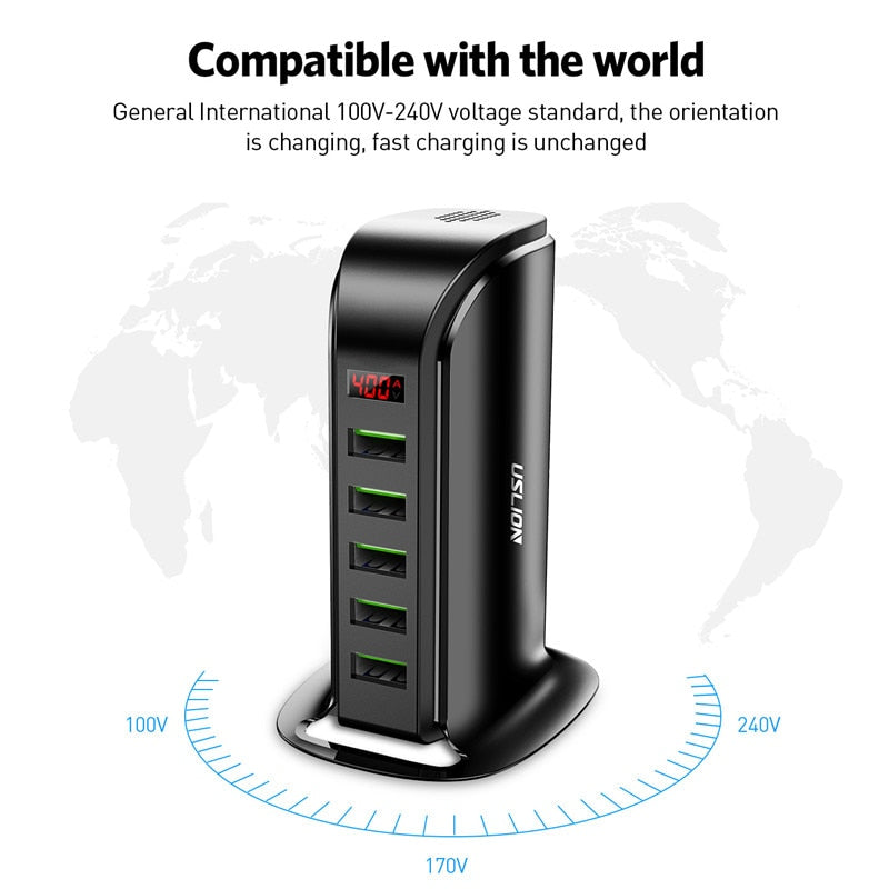 LED Display Multi USB Charging Station