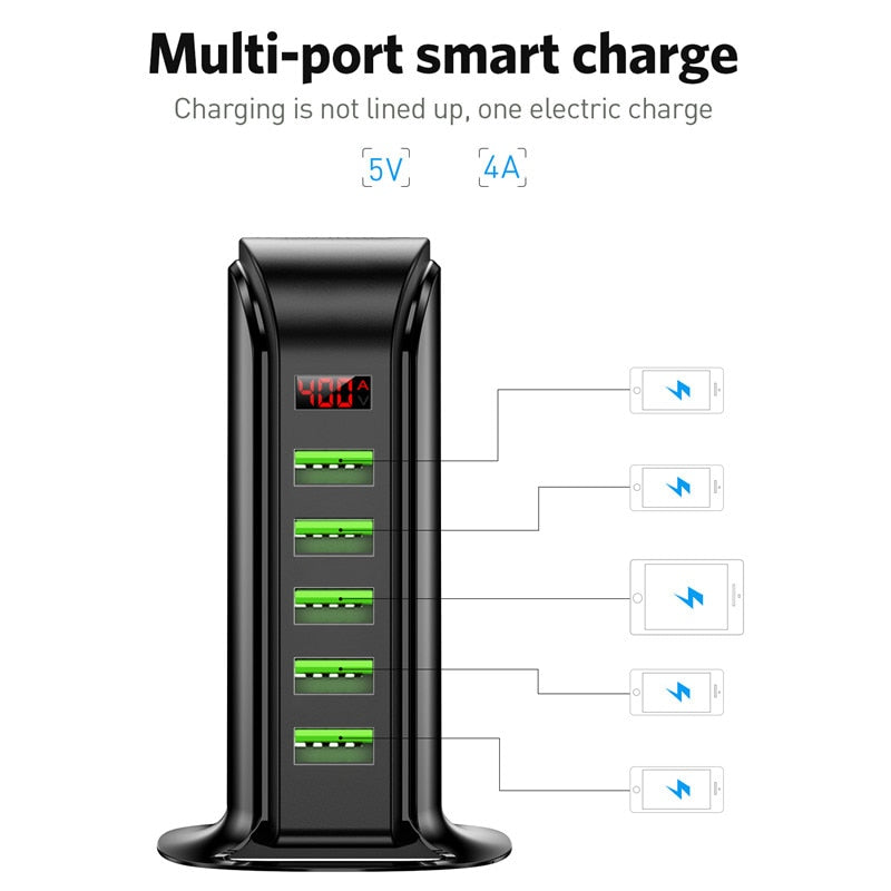 LED Display Multi USB Charging Station