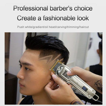 Riwa Hair Clipper Professional LED Display Steel Blades Haircut Kit Men Cordless Hair Trimmer With Barber Leather Suitcase