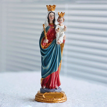 High Quality Hand Carved Christian Mary Figurine Virgin Maria Statue Catholic With Baby Jesus Religious Home Decor Retro Luxury