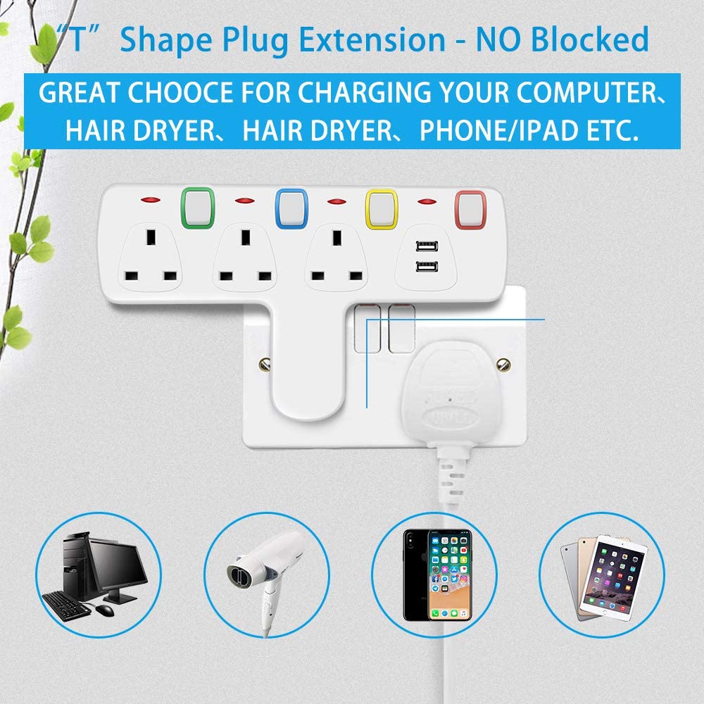 Multi Plug Extension Socket with USB Ports