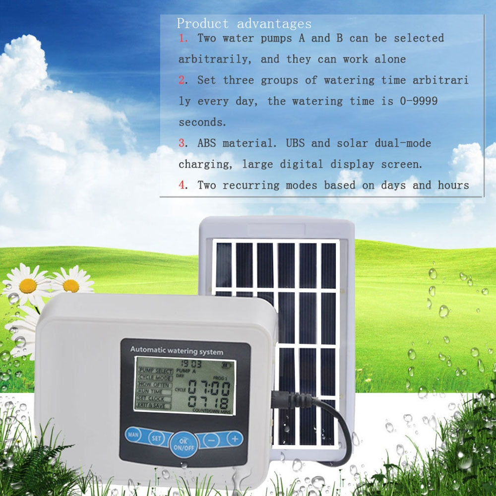 Dual Pump Smart Drip System Timer   Plant Flowers