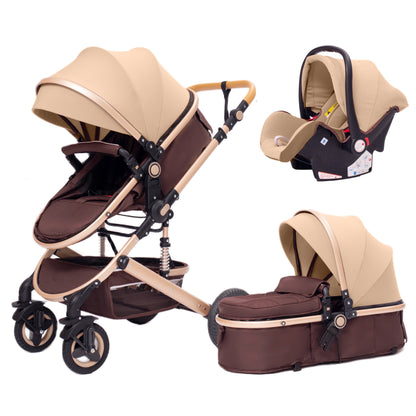 High Landscape Baby Stroller 3 in 1 With Car Seat Pink Stroller Luxury Travel Pram Car seat and Stroller Baby Carrier Pushchair