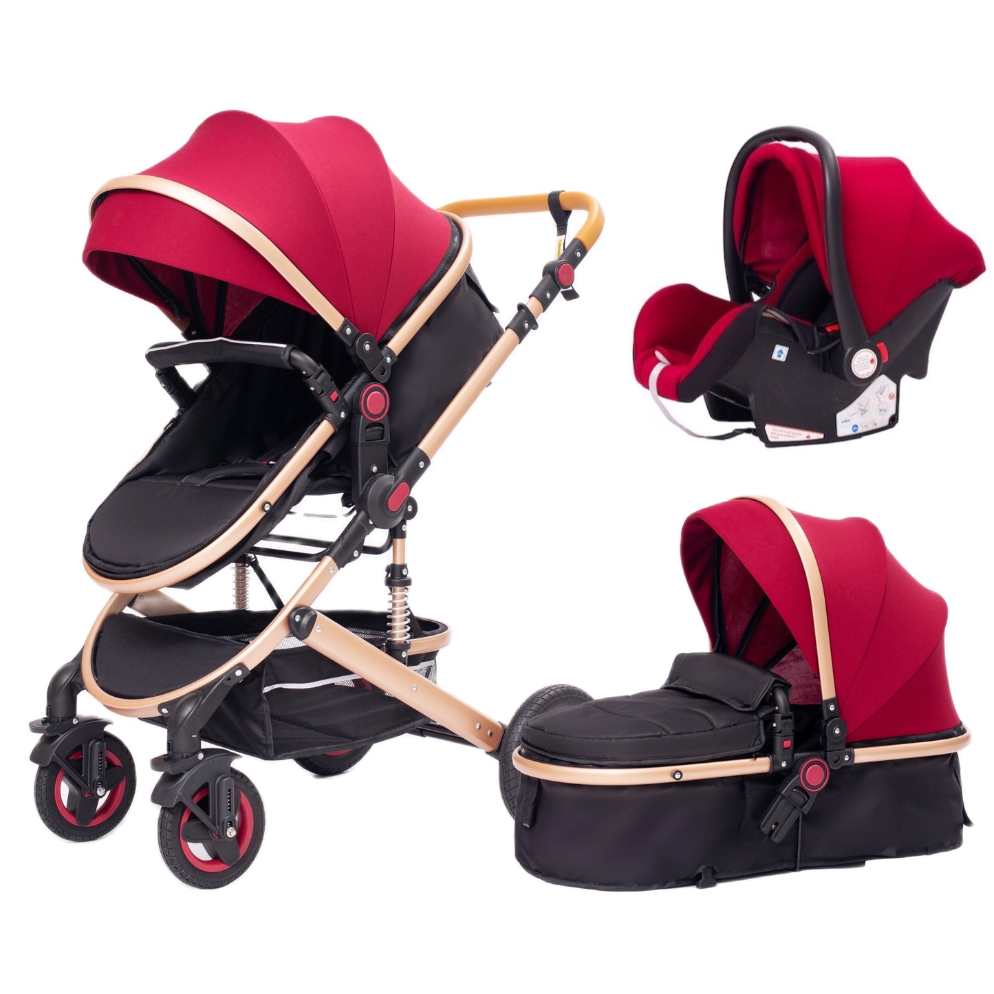 High Landscape Baby Stroller 3 in 1 With Car Seat Pink Stroller Luxury Travel Pram Car seat and Stroller Baby Carrier Pushchair