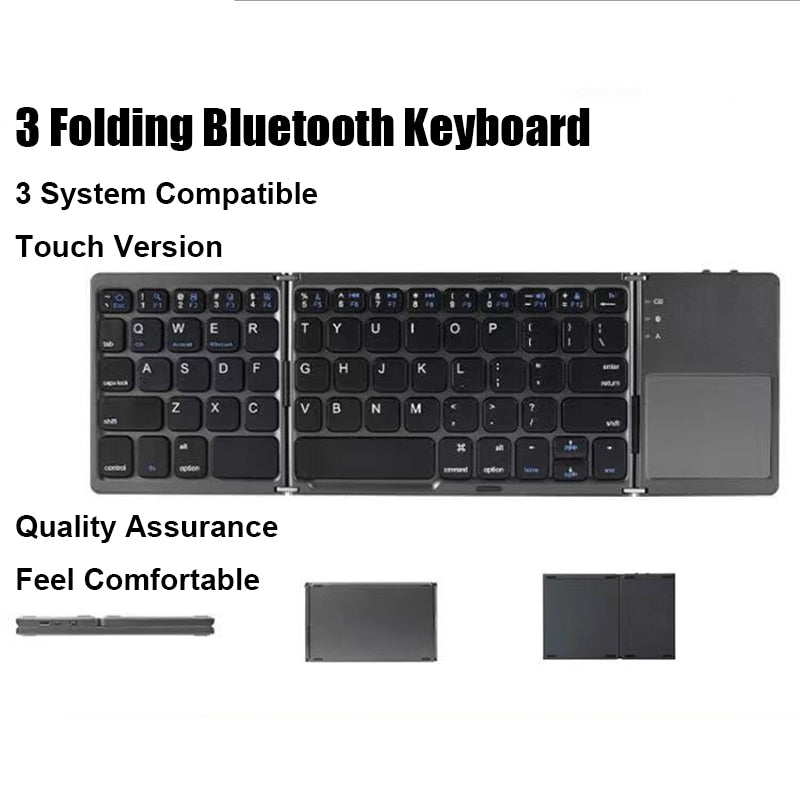 Clavier Bluetooth pliable sans fil avec pavé tactile pour Windows, Android, IOS, téléphone, mini clavier à boutons multifonctions