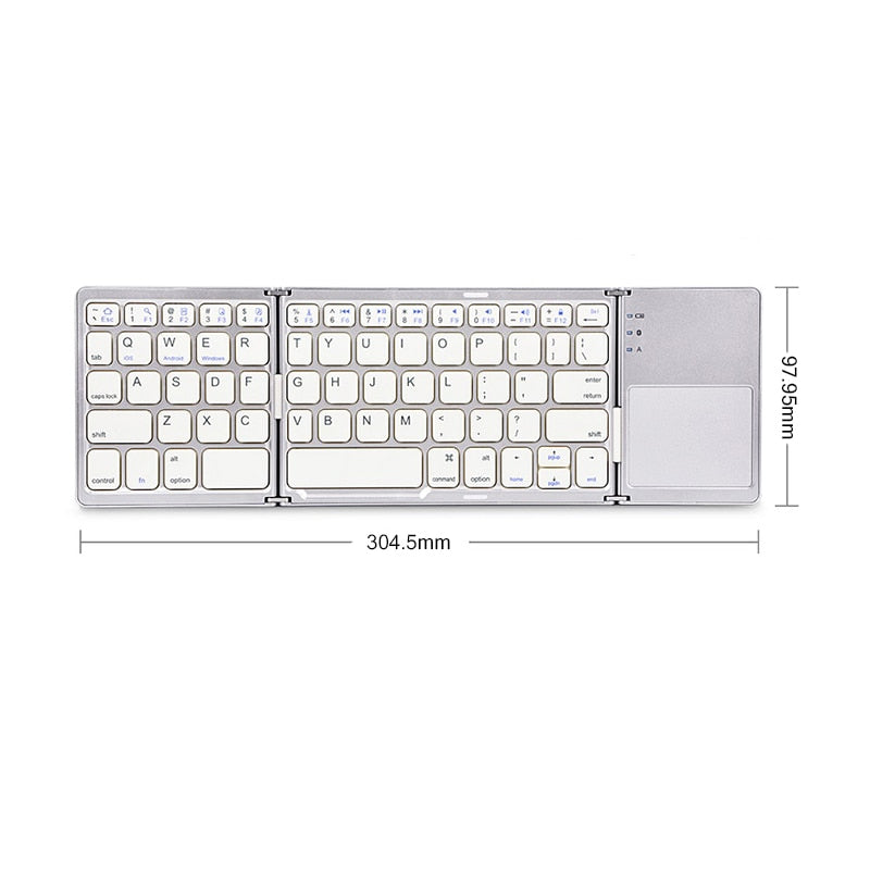 Clavier Bluetooth pliable sans fil avec pavé tactile pour Windows, Android, IOS, téléphone, mini clavier à boutons multifonctions