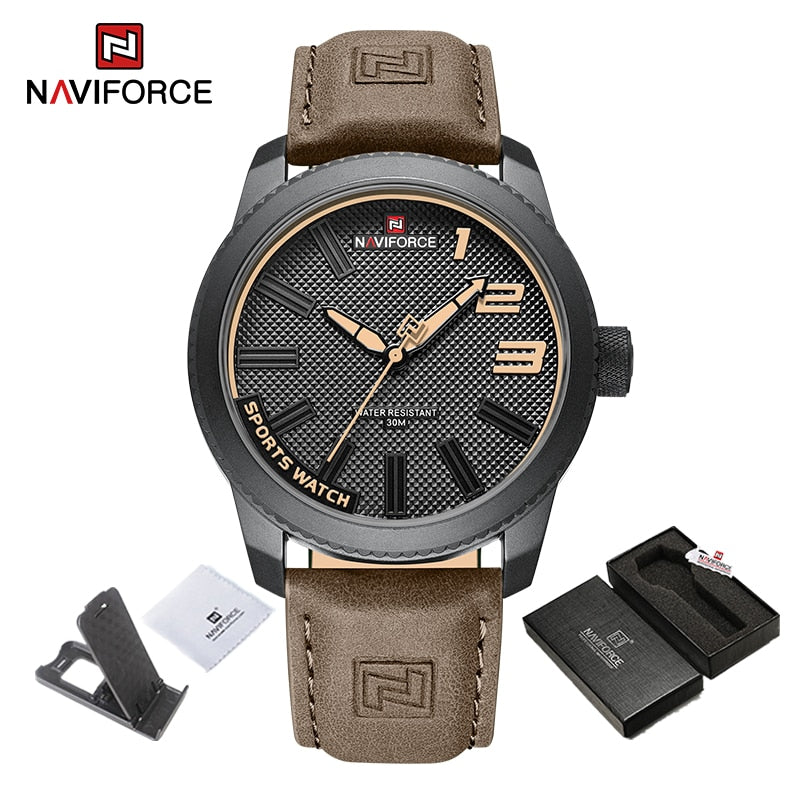 Shockproof Waterproof Leather Watch Men 