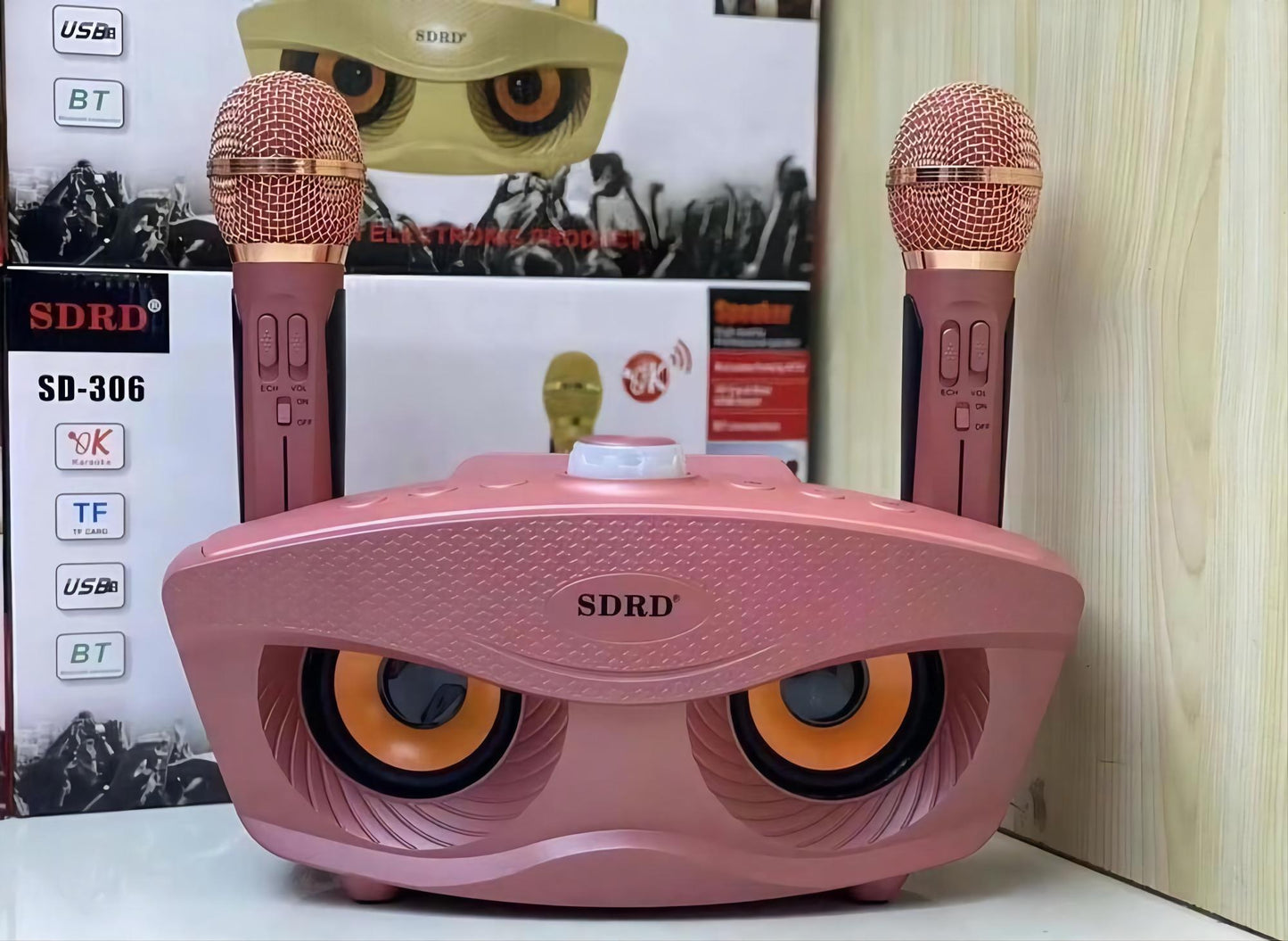 En gros SD306 20W Bass Sound Famille KTV 2 EN 1 Portable Karaoké BT Haut-Parleur Sans Fil Avec Double Microphone De Poche Hibou Haut-parleurs