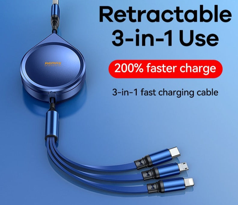 Merlin 3A 3 IN 1 USB Charge Cable Retractable