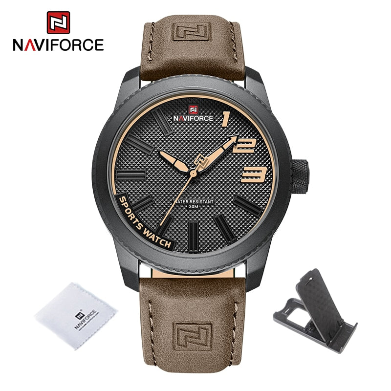 Shockproof Waterproof Leather Watch Men 