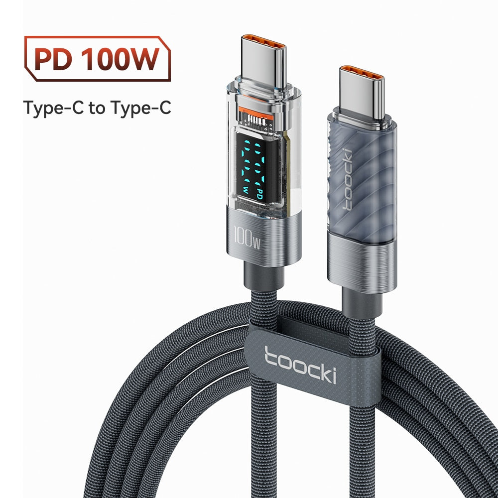 100W Transparent USB C To Type C