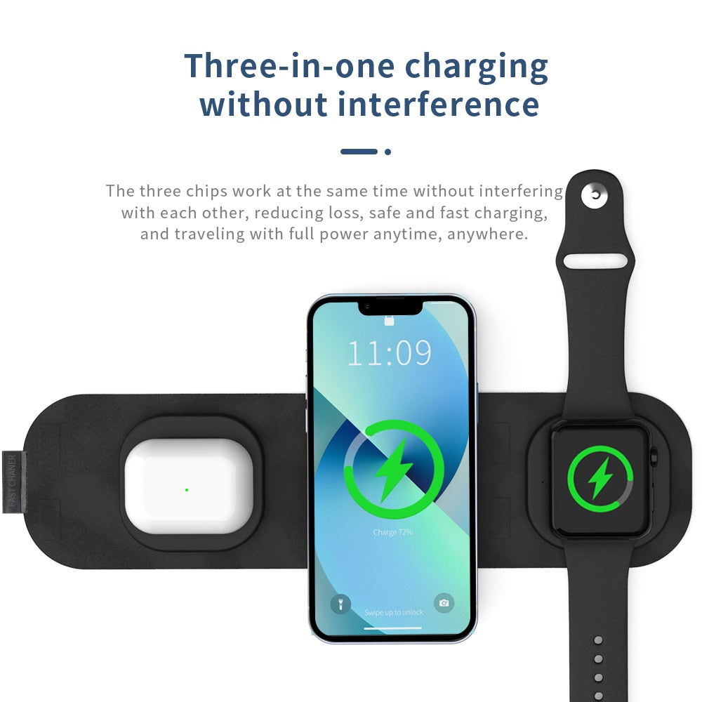 Portable 3 in 1 Travel Wireless Charger