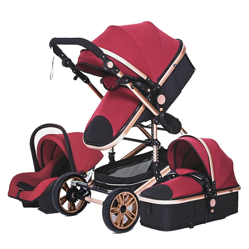 High Landscape Baby Stroller 3 in 1 With Car Seat Pink Stroller Luxury Travel Pram Car seat and Stroller Baby Carrier Pushchair