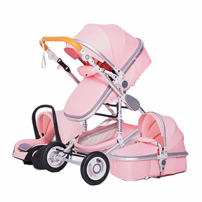 High Landscape Baby Stroller 3 in 1 With Car Seat Pink Stroller Luxury Travel Pram Car seat and Stroller Baby Carrier Pushchair