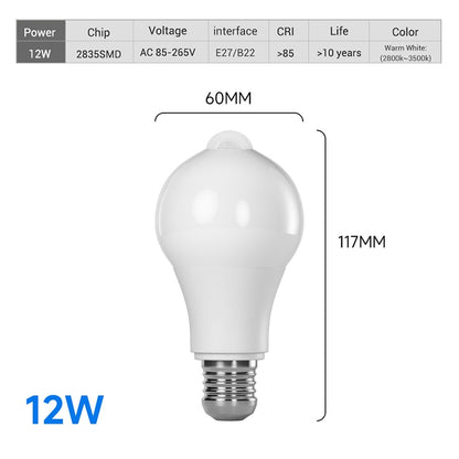 12W PIR Motion Sensor Light Bulb