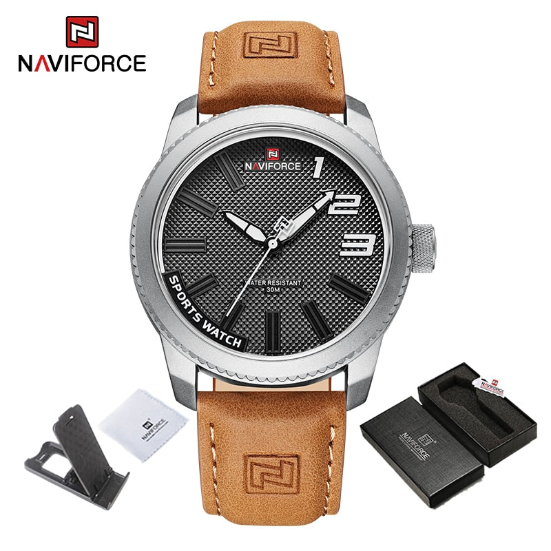 Shockproof Waterproof Leather Watch Men 