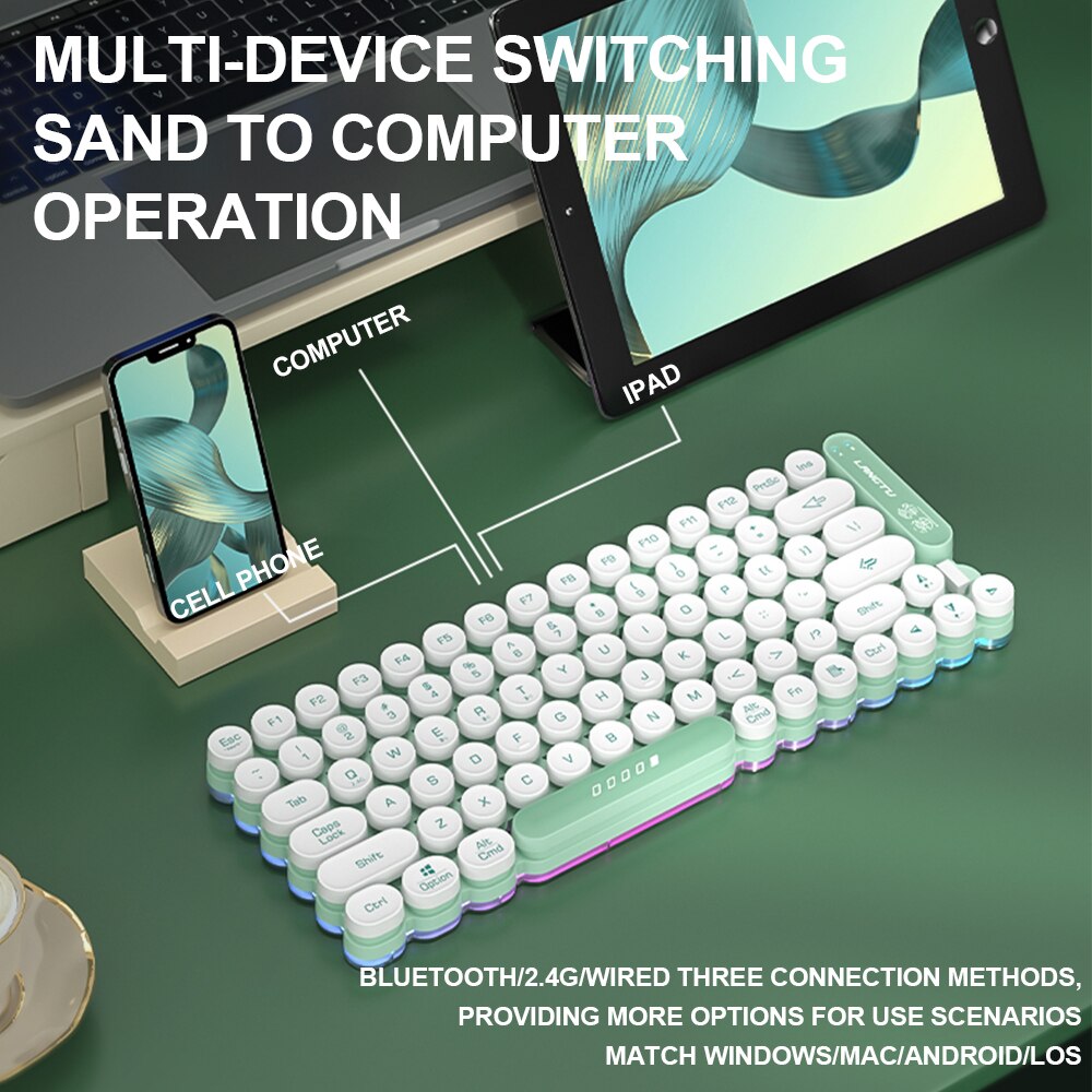Punk Recargeable Wireless Bluetooth Keyboard